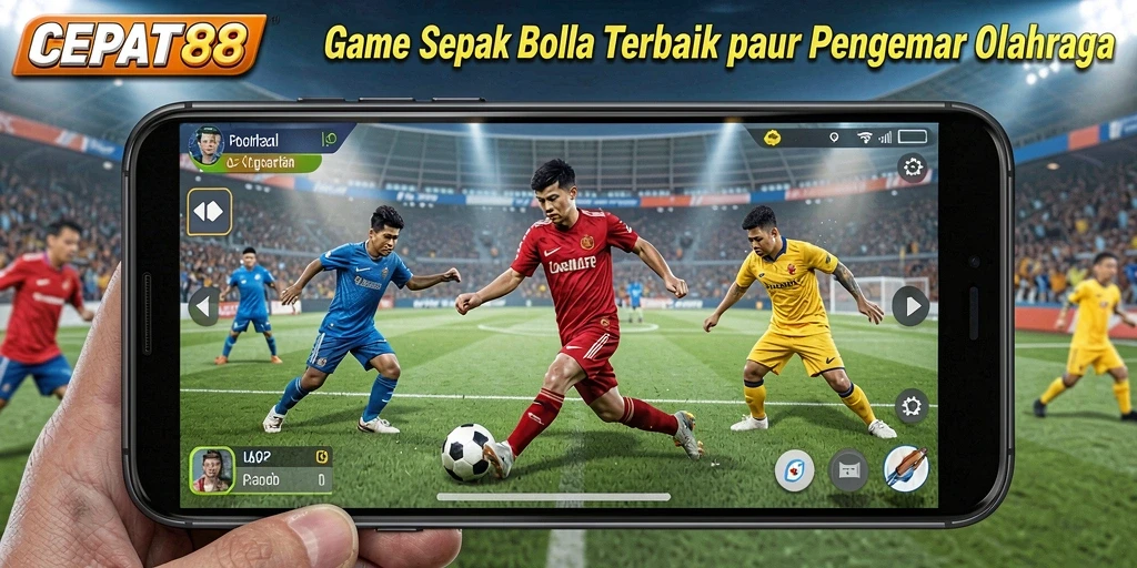 Tampilan gameplay seru dalam game sepak bola yang memukau.