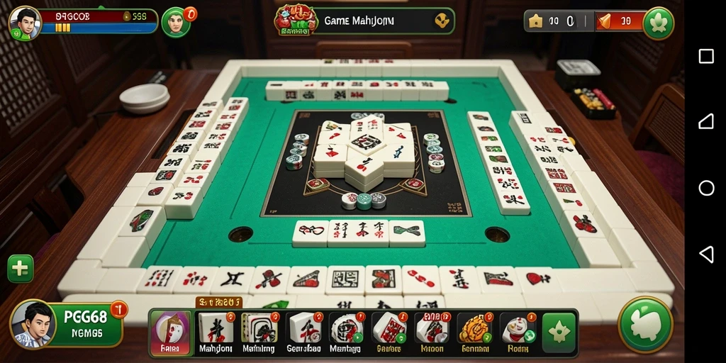 Screenshot PGG68 menampilkan gameplay menarik dari Mahjong yang menantang.