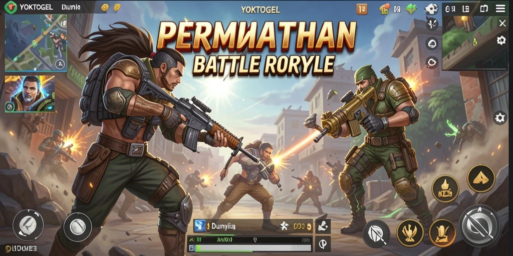 Screenshot YOKTOGEL menampilkan aksi seru di medan pertempuran Battle Royale.